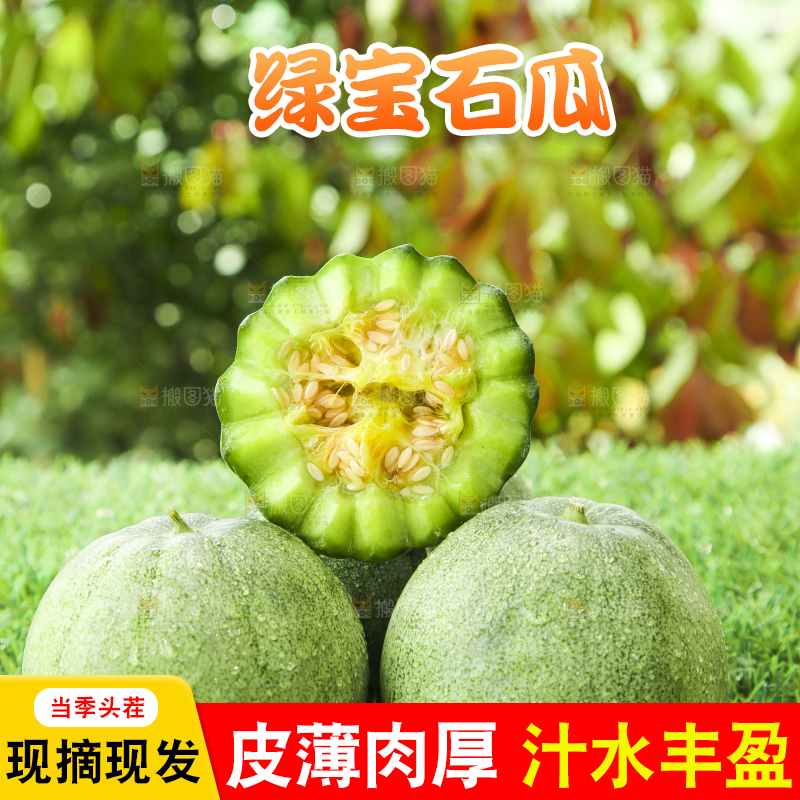 草地上放着绿皮甜瓜