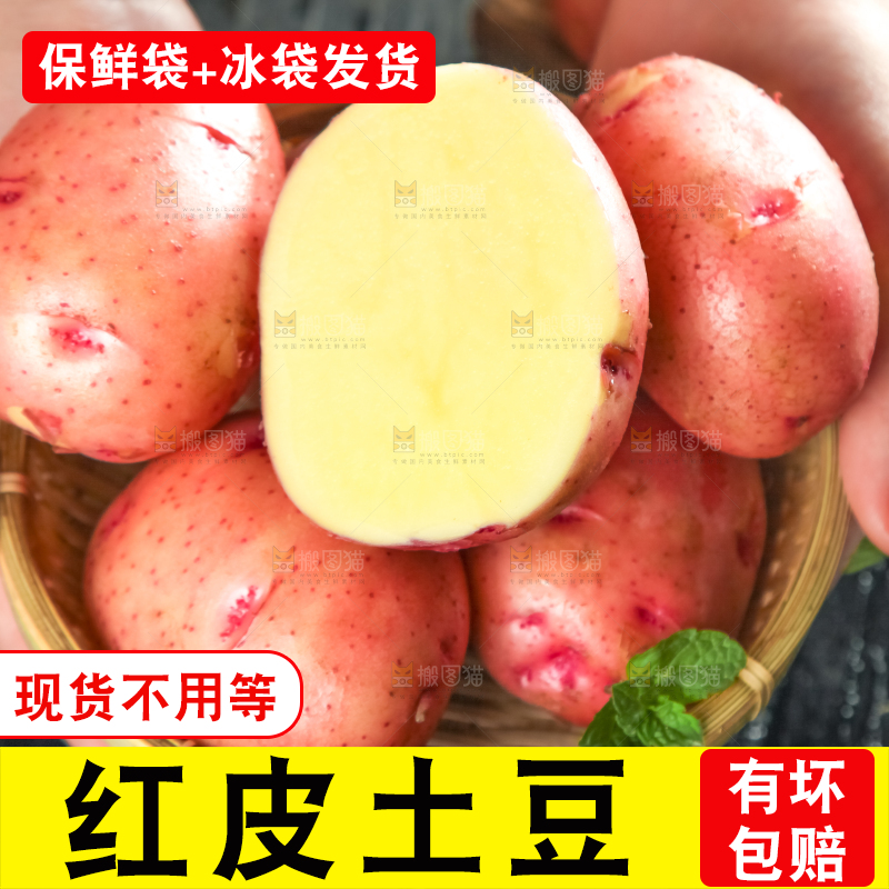 手里捧着一篮云南红皮土豆