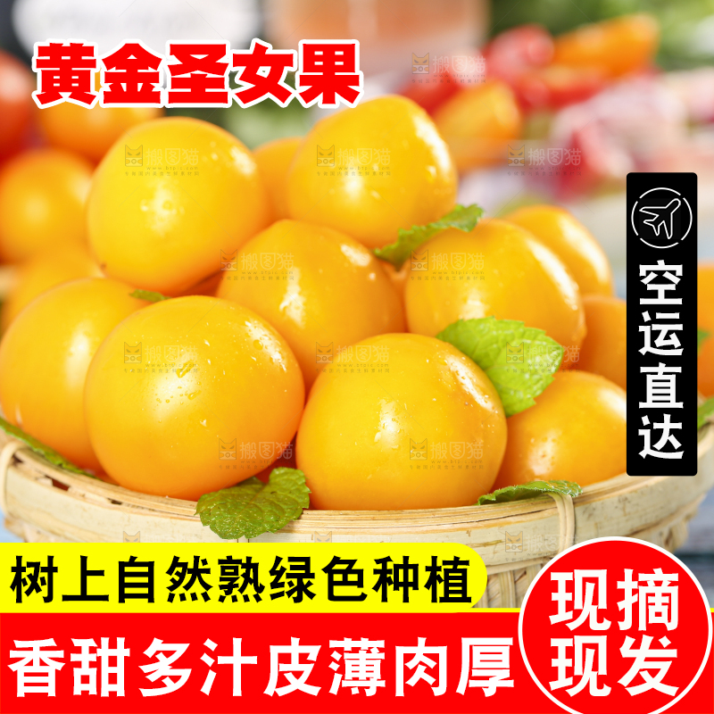 篮子里装着黄色圣女果