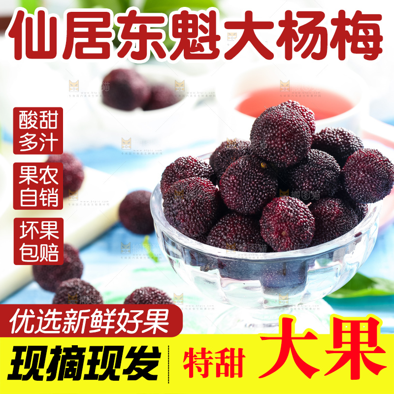 浅底上摆放着鲜杨梅