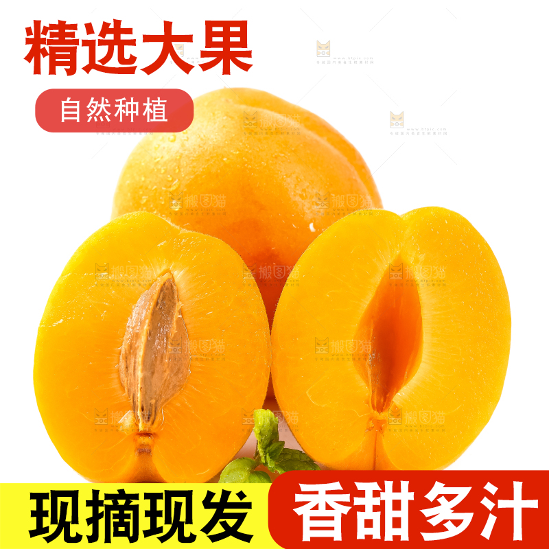 白底上摆放着杏子