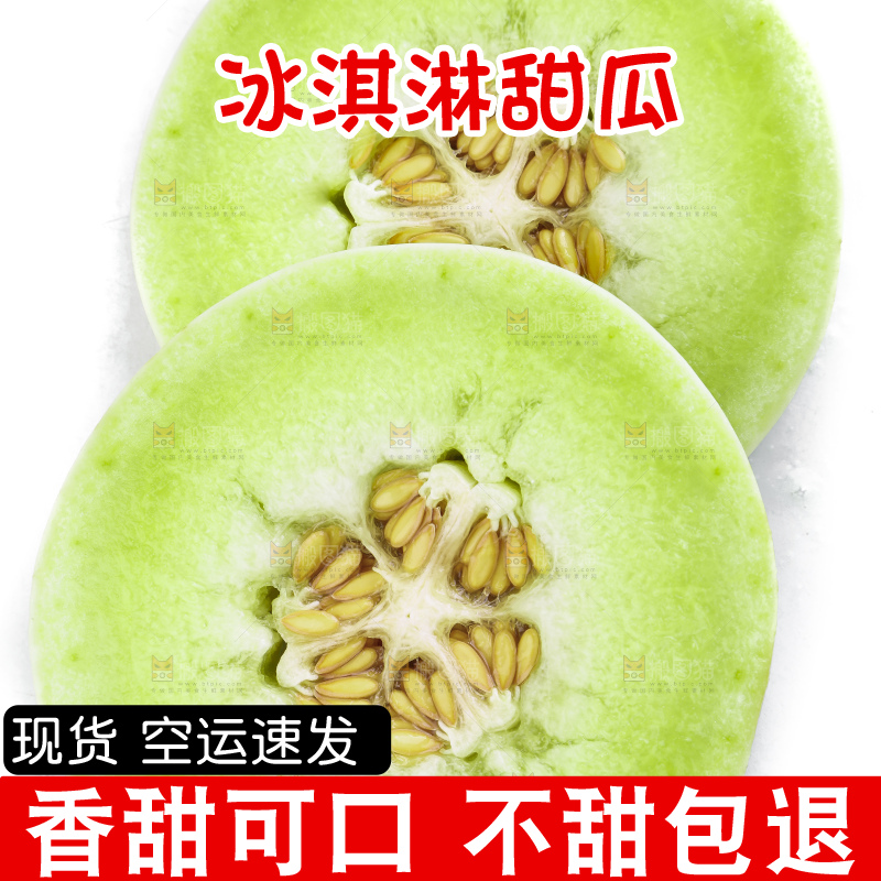 白底上摆放着山东玉菇甜瓜