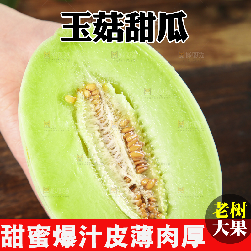 手里拿着新鲜玉菇蜜瓜