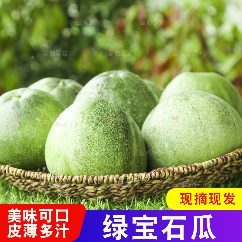 篮子里装着绿宝蜜瓜