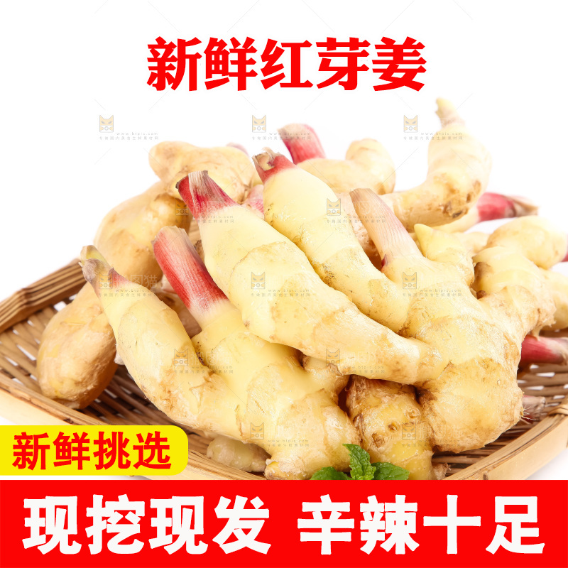 白底上的红芽姜