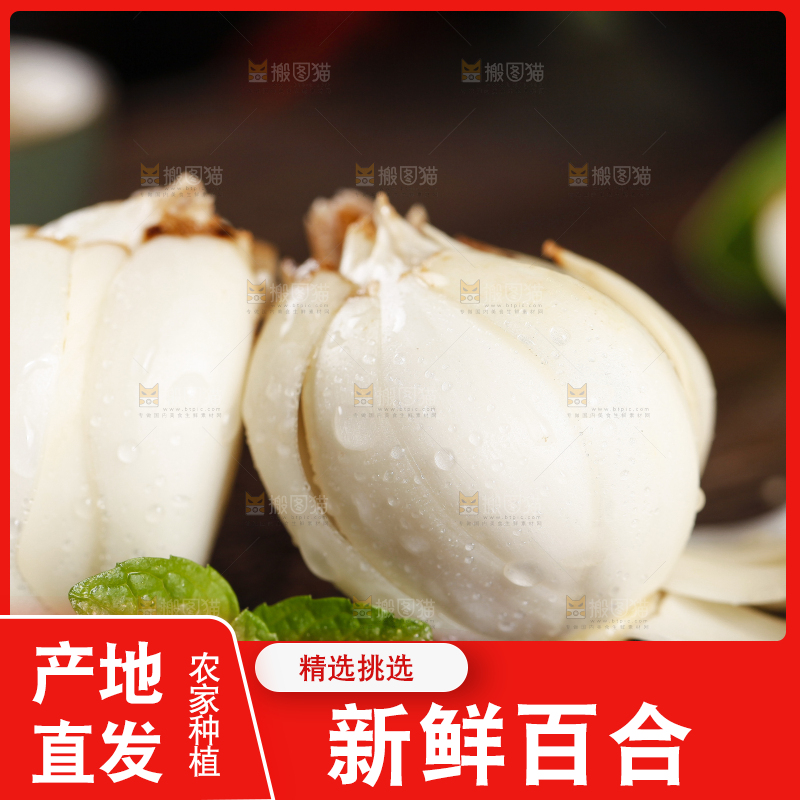 木底上放着新鲜甜百合