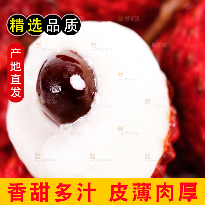 白底上摆放着海南火山荔枝王