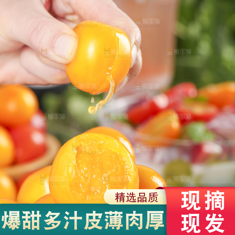 手里拿着黄色圣女果