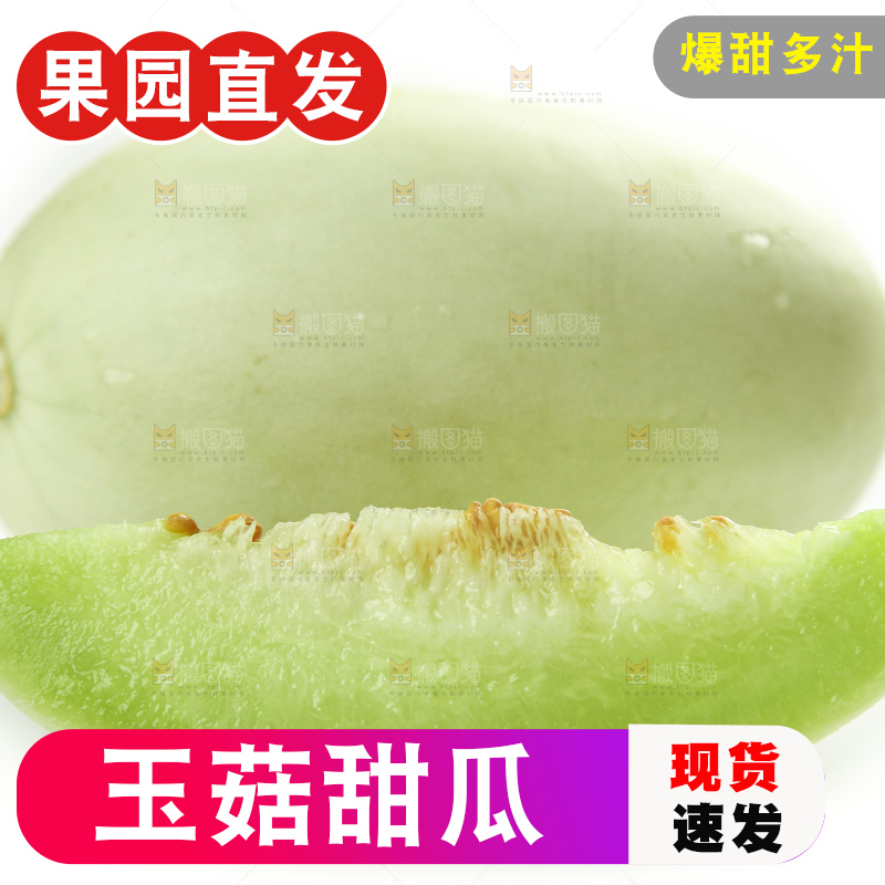 白底上放着玉菇甜瓜