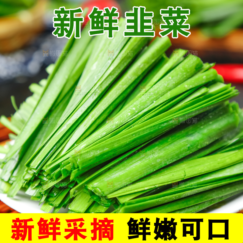 盘子里装着嫩韭菜