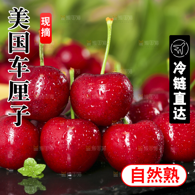 黑底上放着大樱桃