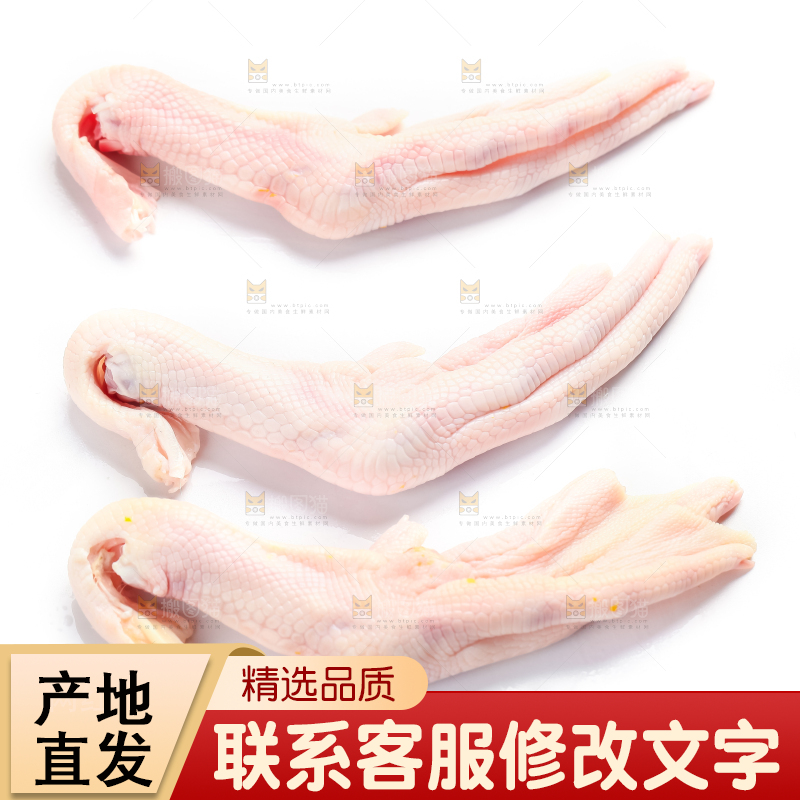 白底上的生鲜鸭脚