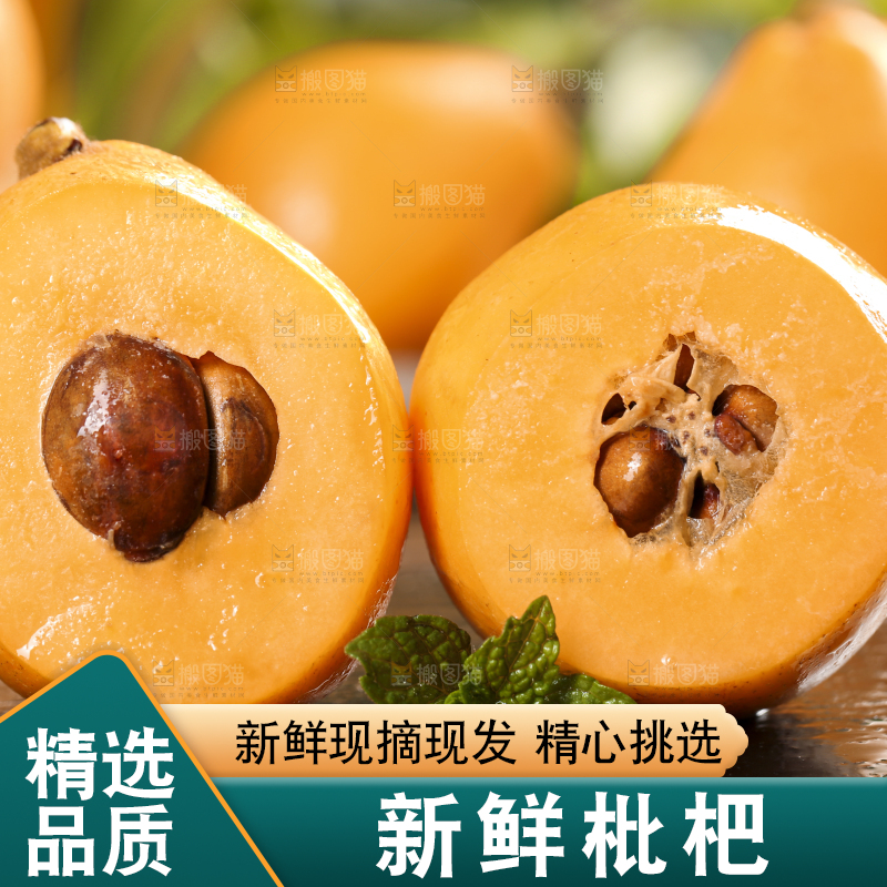 黑底上放着枇杷果