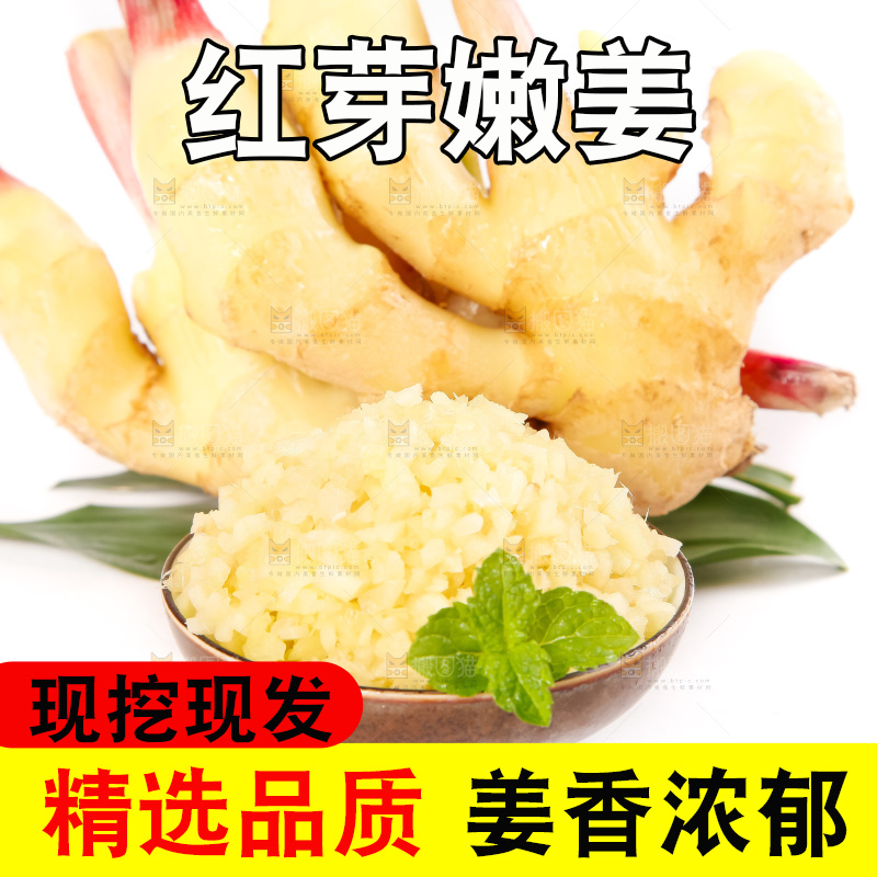 白底上的红芽姜