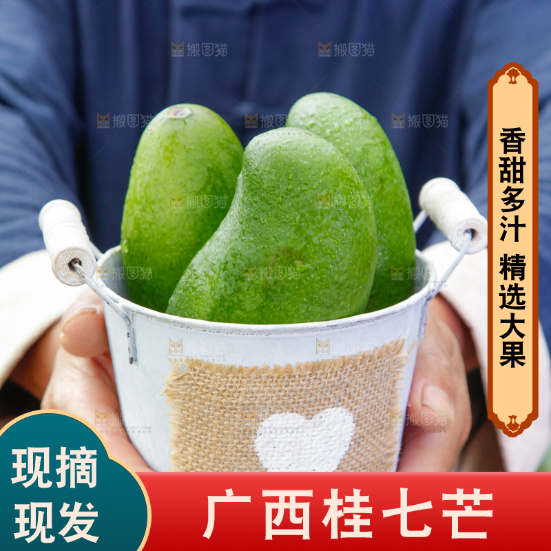 小桶子里装着新鲜芒果