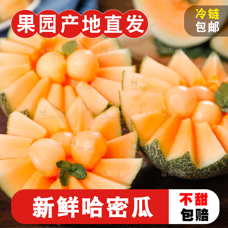 木底上摆放着网纹瓜