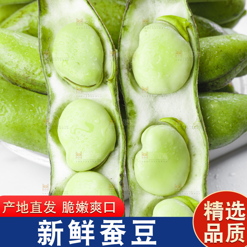 白底上放着蚕豆