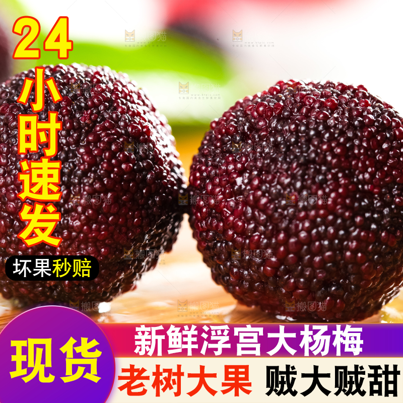 木底上放着仙居杨梅