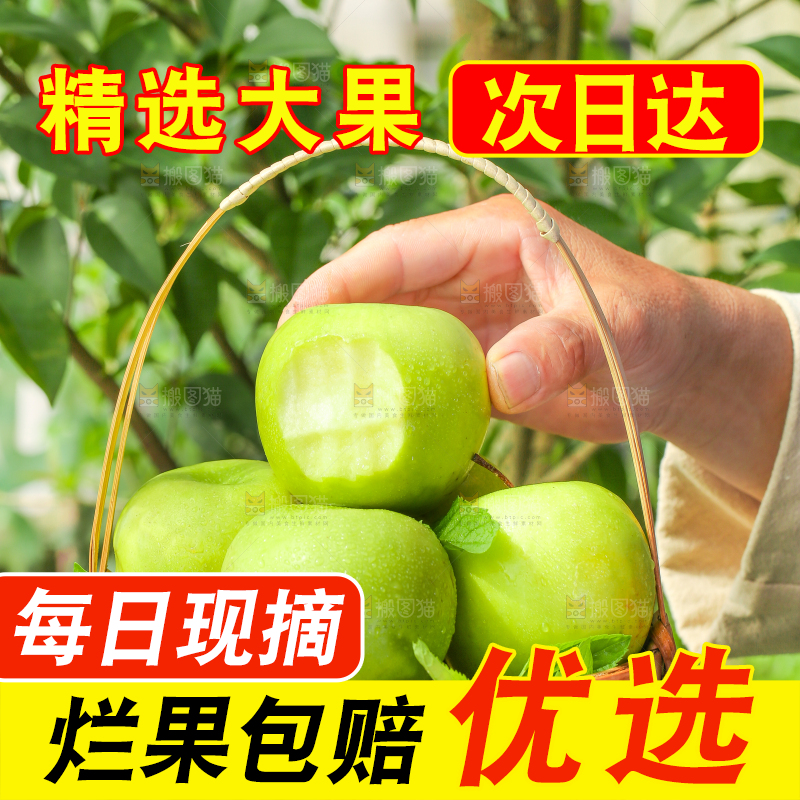 篮子里装着青苹果