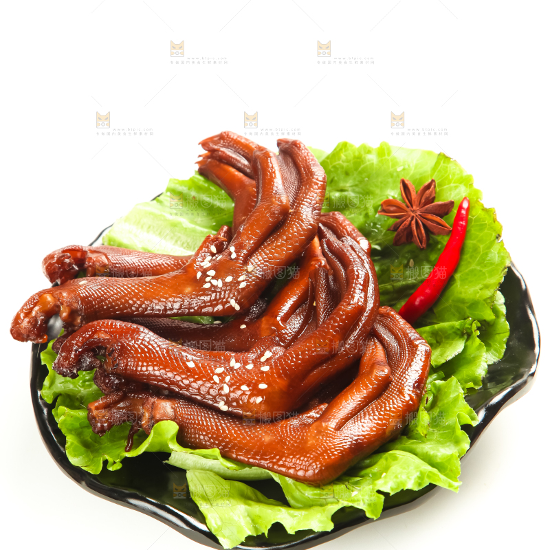 白底上的香辣鸭爪