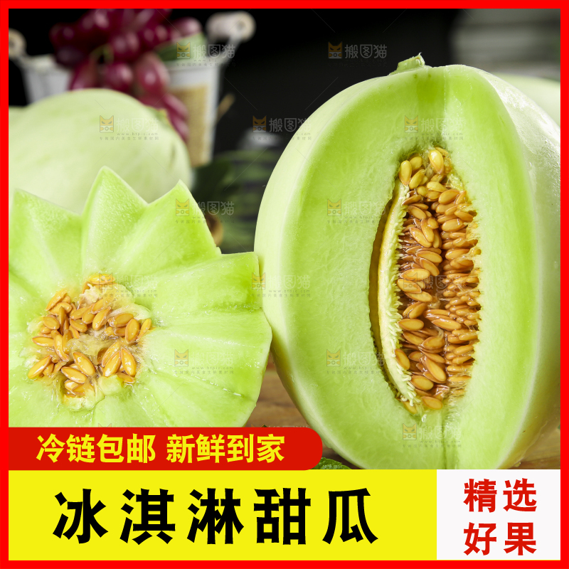 木底上摆放着南汇玉菇甜瓜