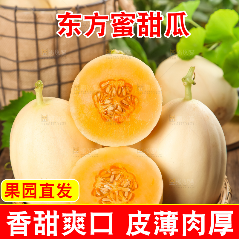 篮子里放着东方蜜瓜
