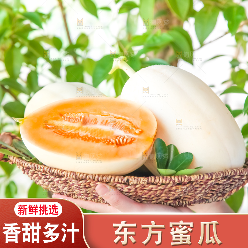 手里端着一篮蜜瓜