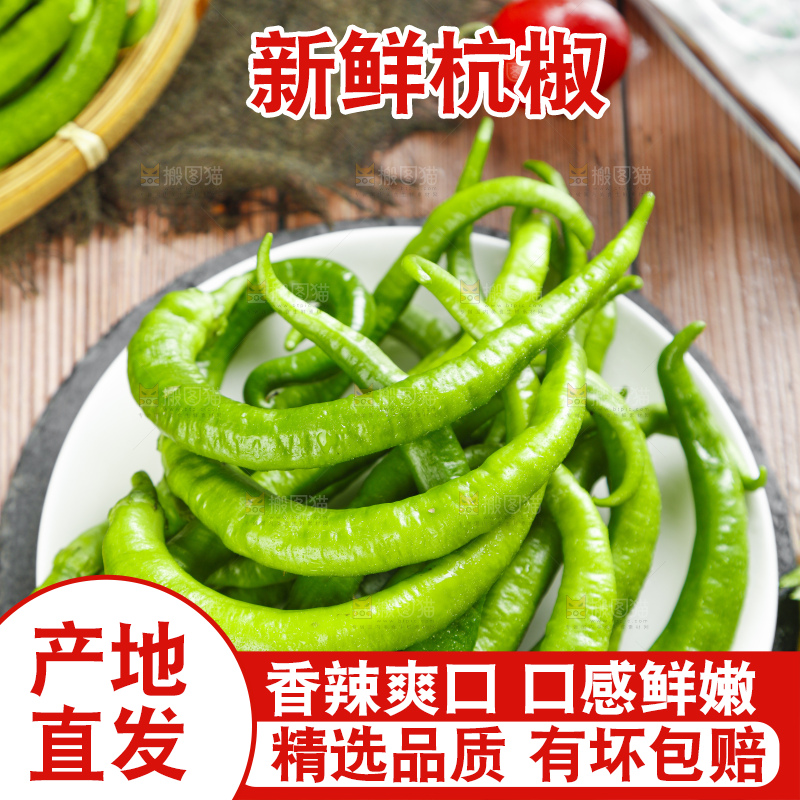 盘子里装着新鲜杭椒