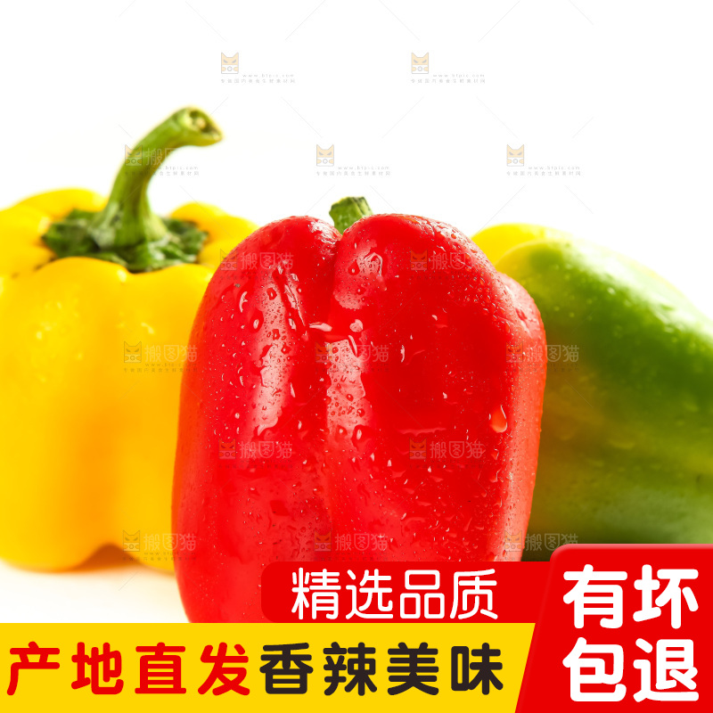 白底上放着灯笼椒