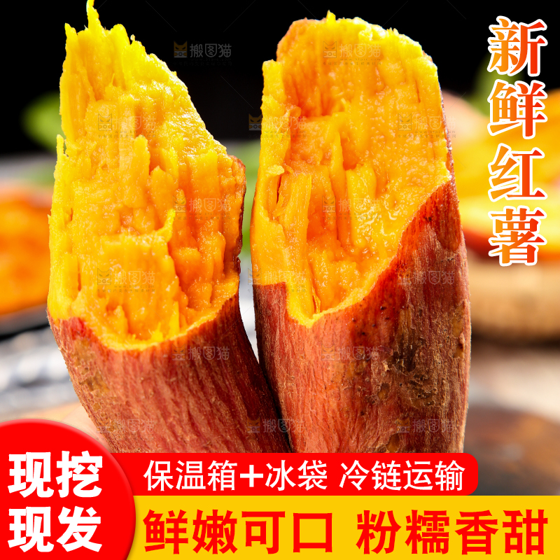 手上拿着福建六鳌蜜薯