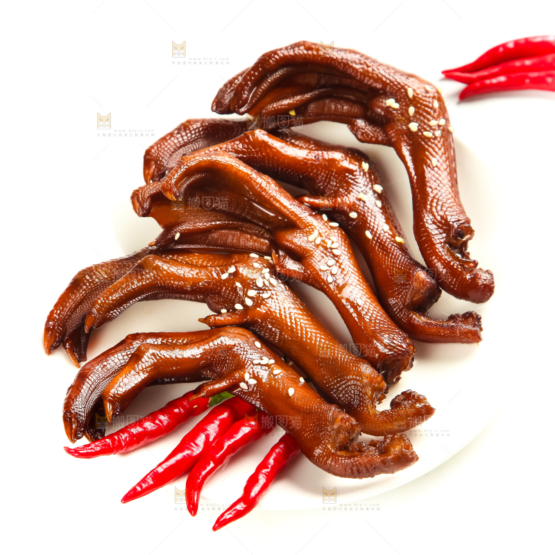 白底上的香辣鸭爪
