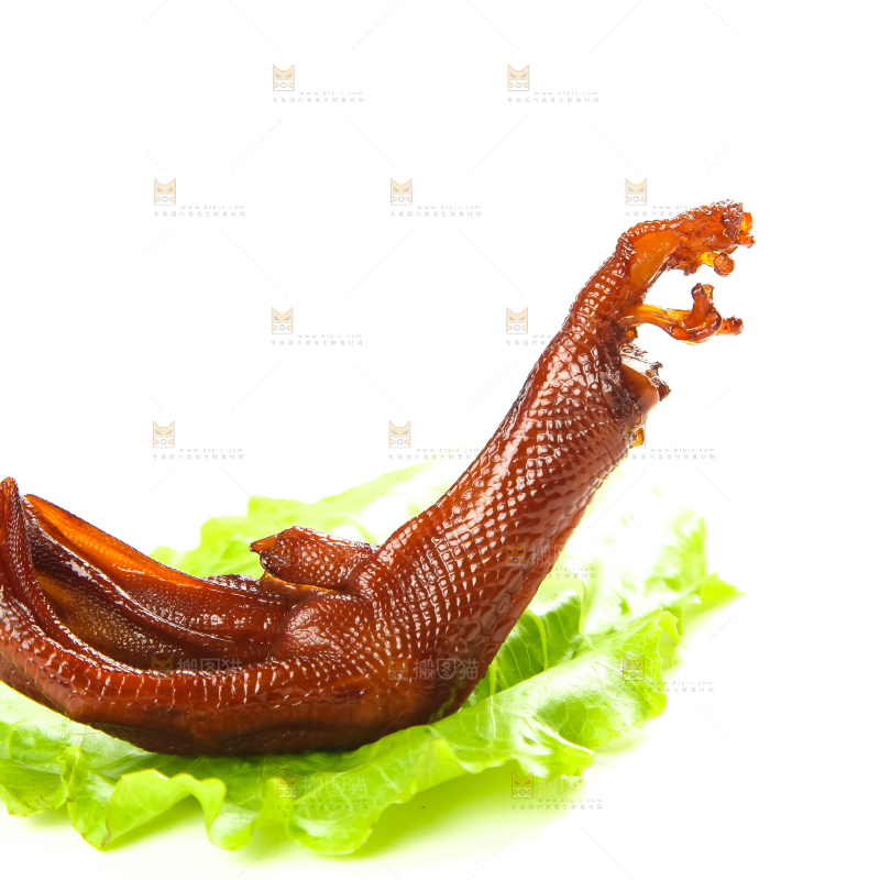 白底上的香辣鸭爪