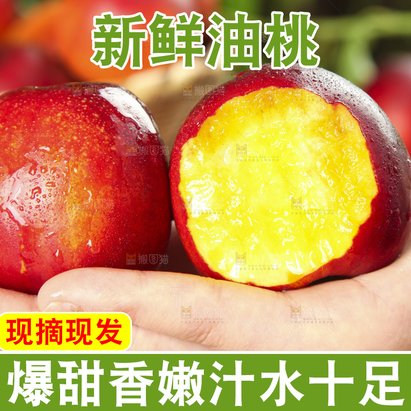 手里拿着新鲜油桃