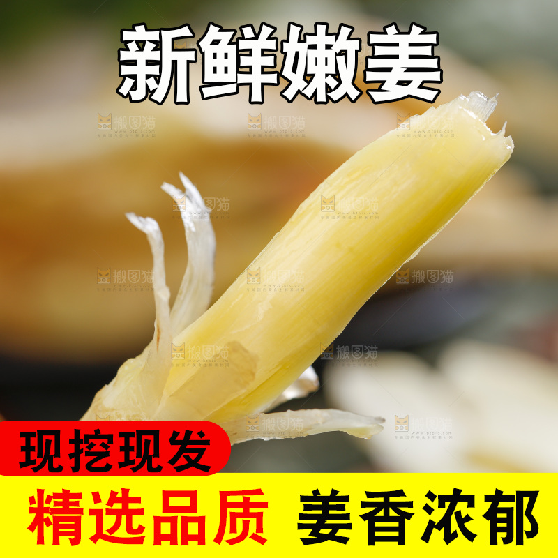 木板上放着山东嫩姜