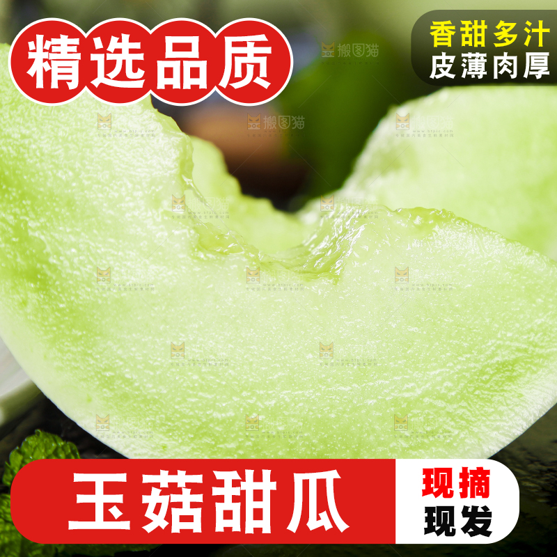 黑底上摆放着山东玉菇甜瓜
