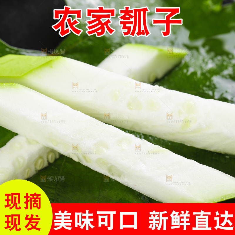 绿叶上放着切丝的瓠瓜