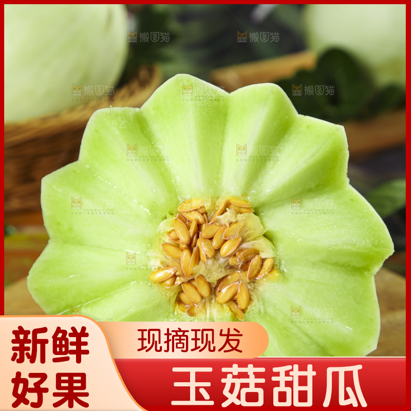 木底上摆放着南汇玉菇甜瓜