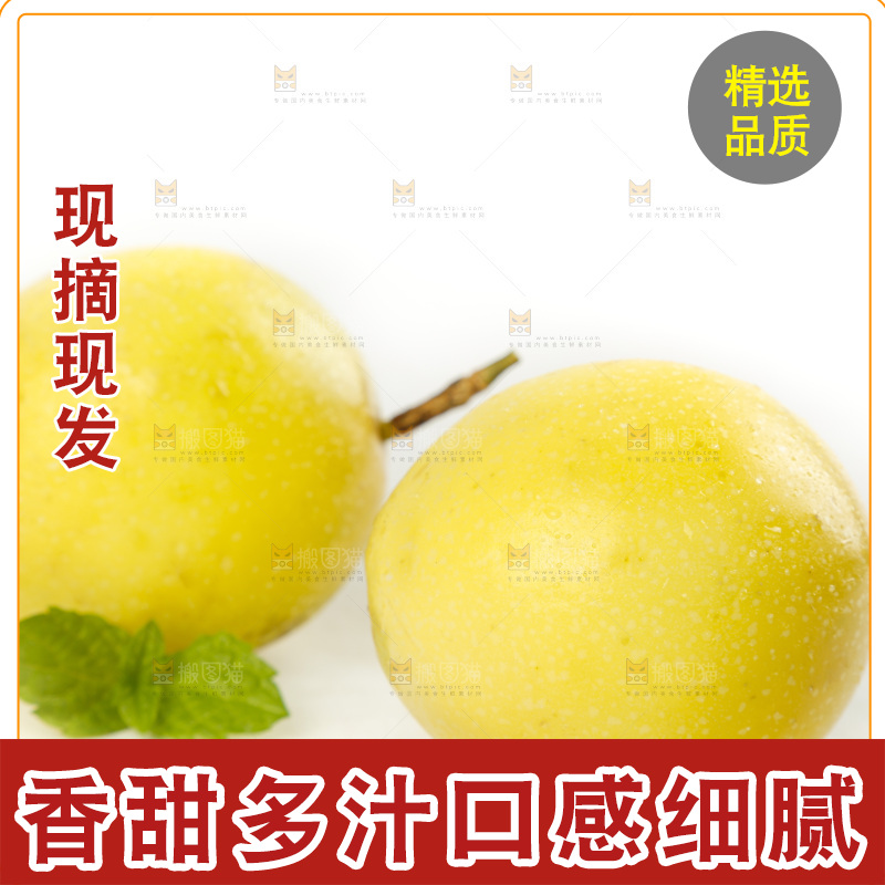 白底上的黄金百香果
