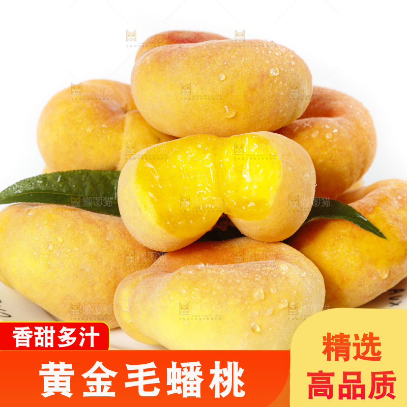 白底上的蒙阴毛蟠桃