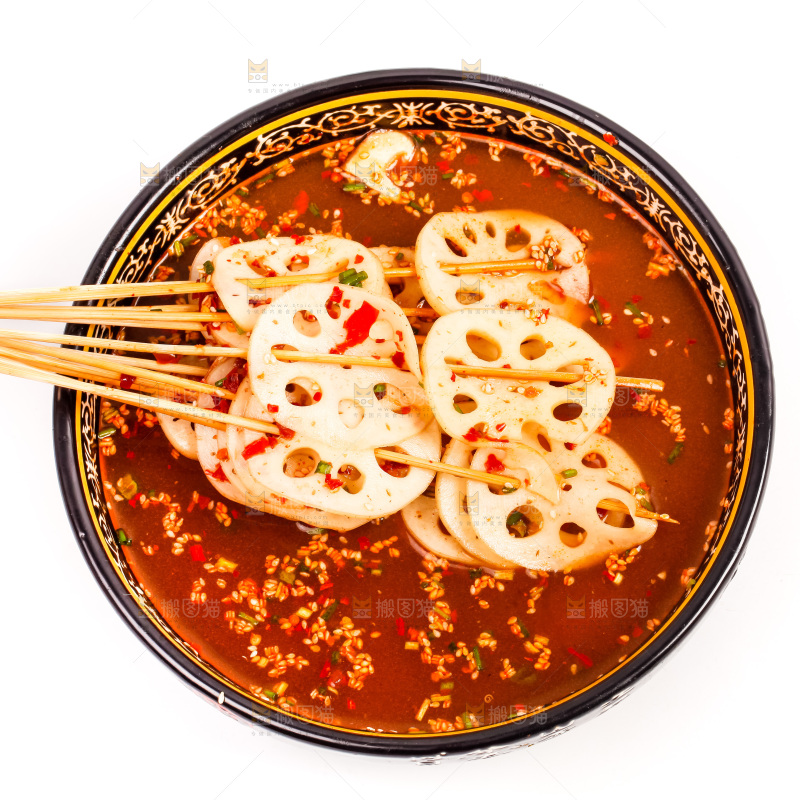 白底上的钵钵鸡食材