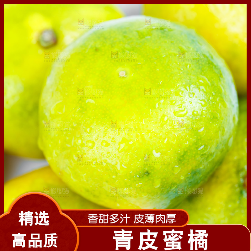 白底上的青皮蜜橘