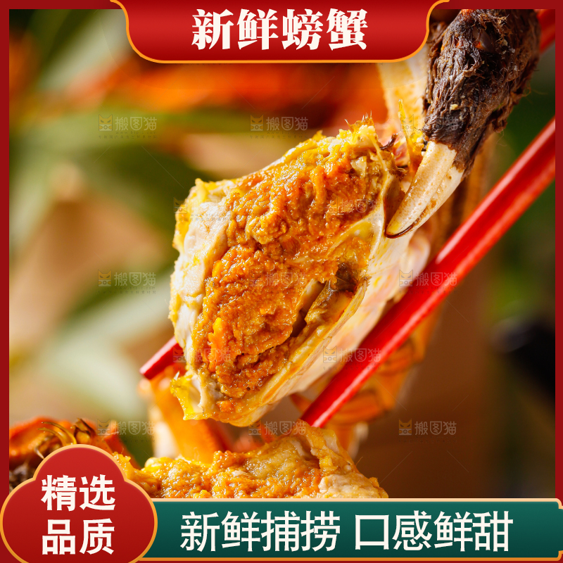 筷子上夹着清蒸螃蟹