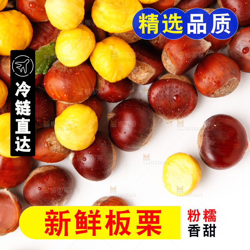 白底上的新鲜栗子