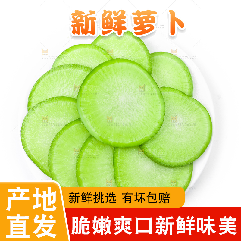 白底上放着青萝卜