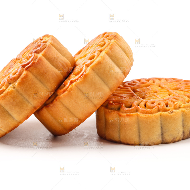 白底上的蛋黄月饼