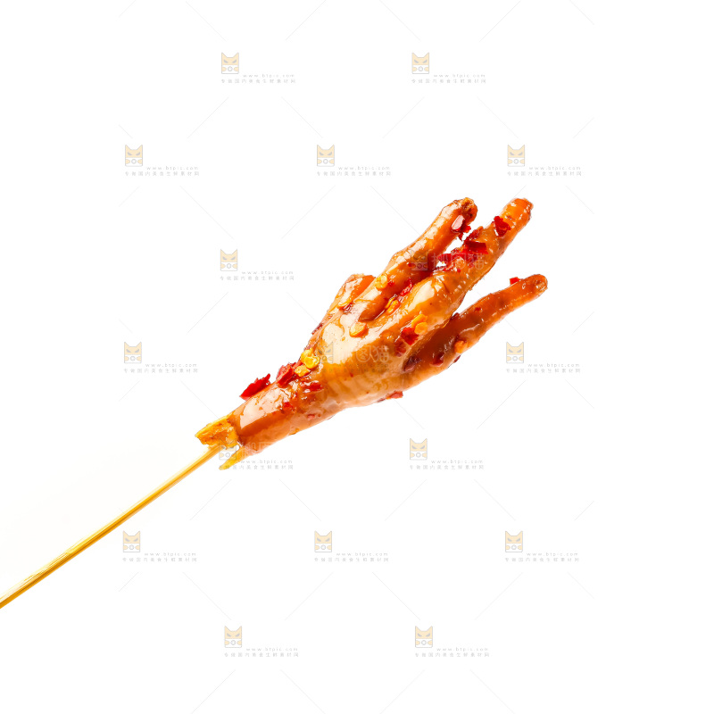 白底上的鸡爪串
