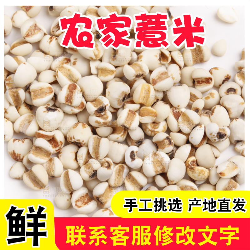 白底上放着薏米仁