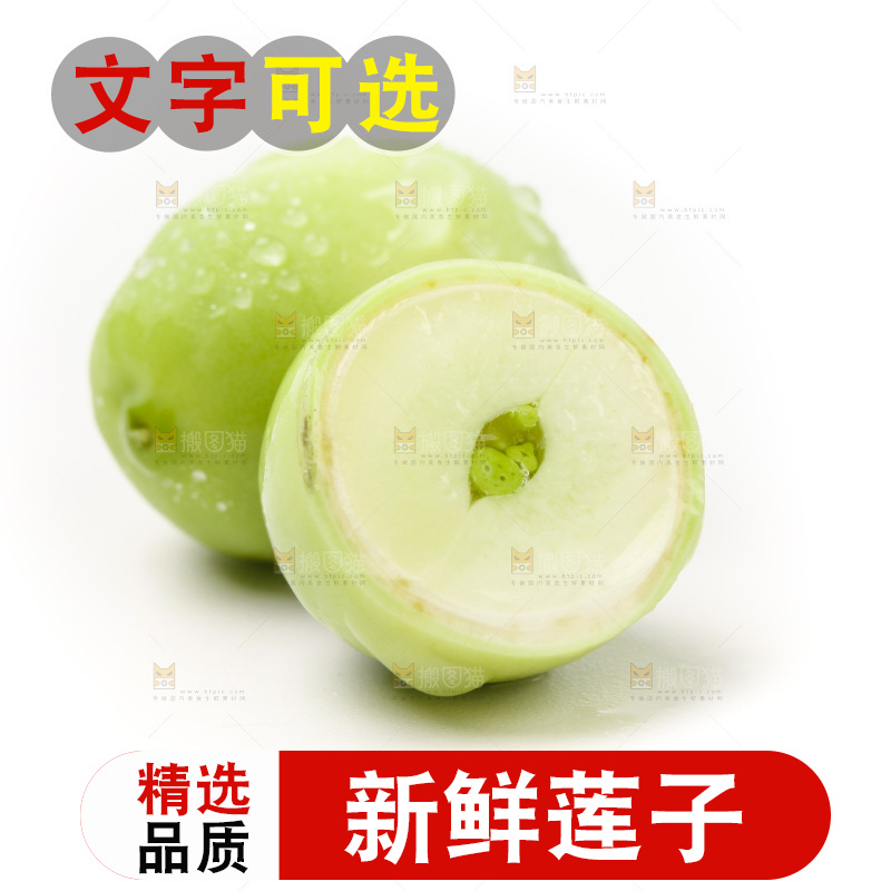 白底上的新鲜莲子