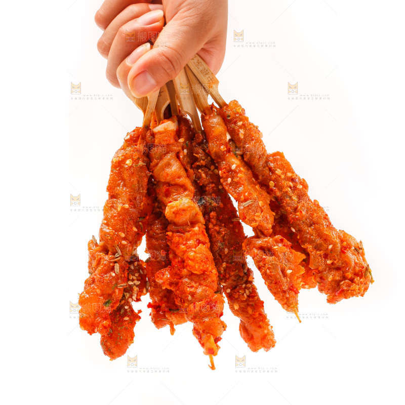 手拿肉串
