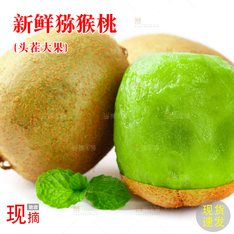 白底上的绿心奇异果